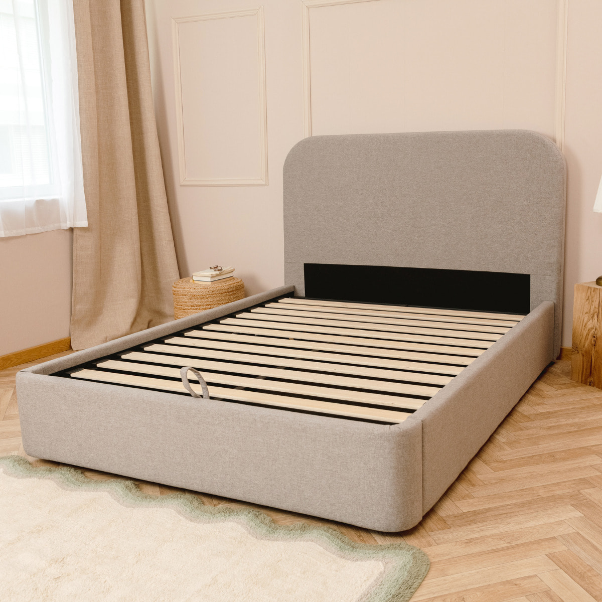 Lit Coffre NOVA tissu gris - Hypnia