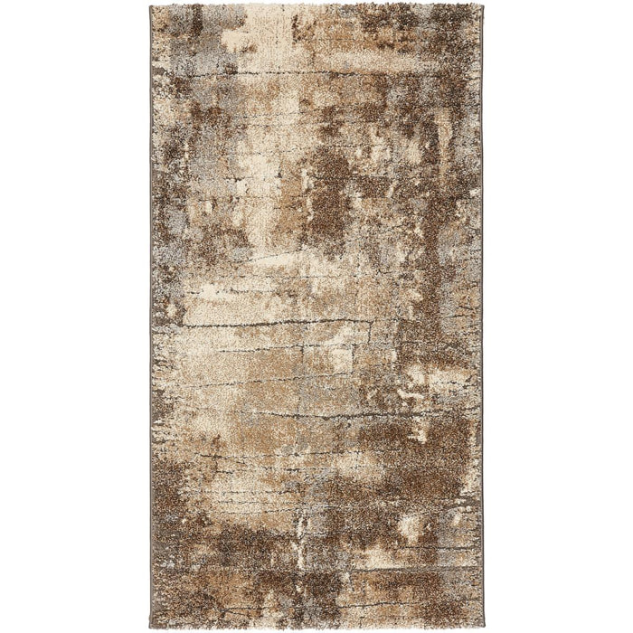 tapis chambre 80x150 tissé gris rectangle motif faux uni NATACT