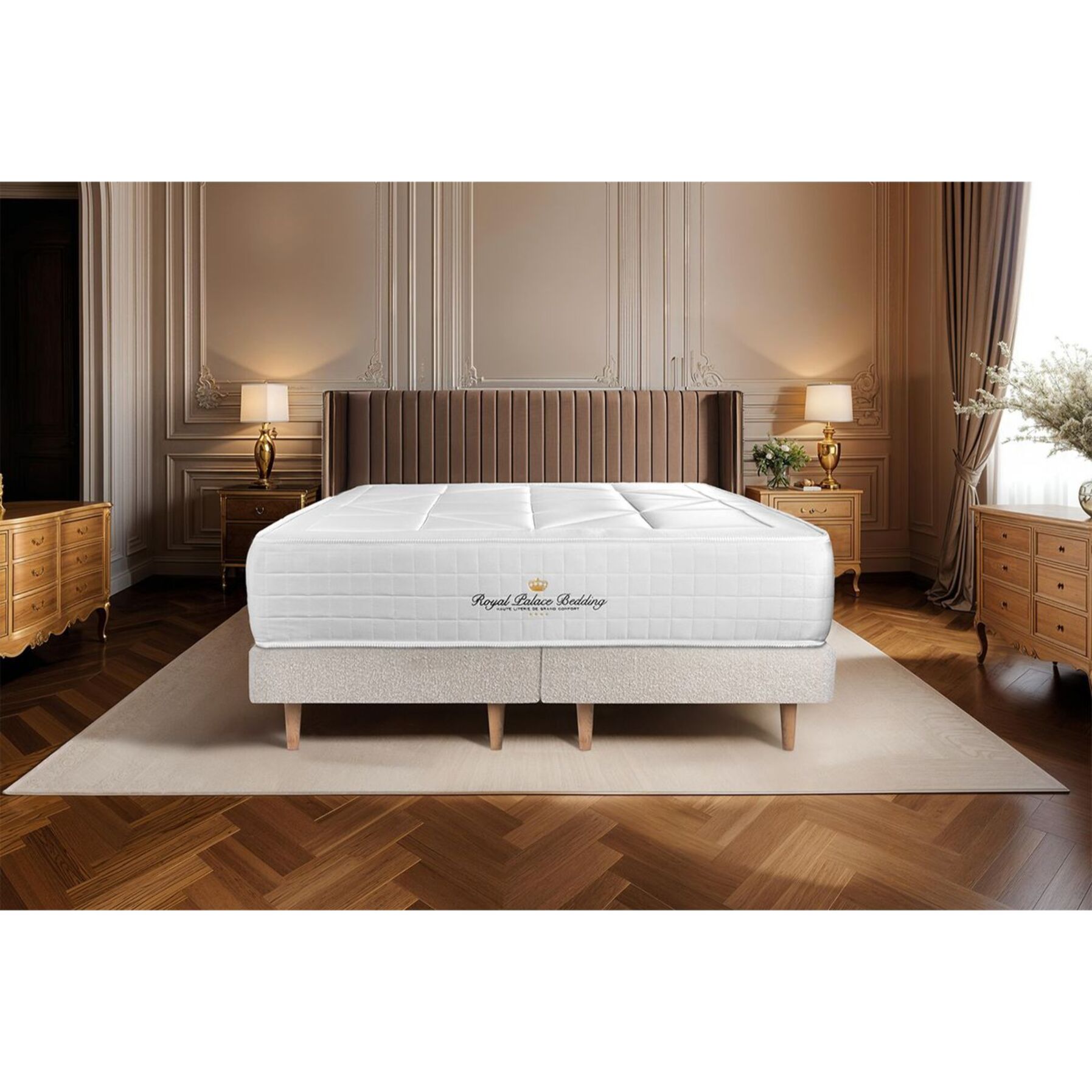 Ensemble 2p - Matelas Ressorts ensachés et mémoire de forme - Maxi Epaisseur : 26cm - Double Sommiers - Confort : Équilibré - Bouclette - Windsor