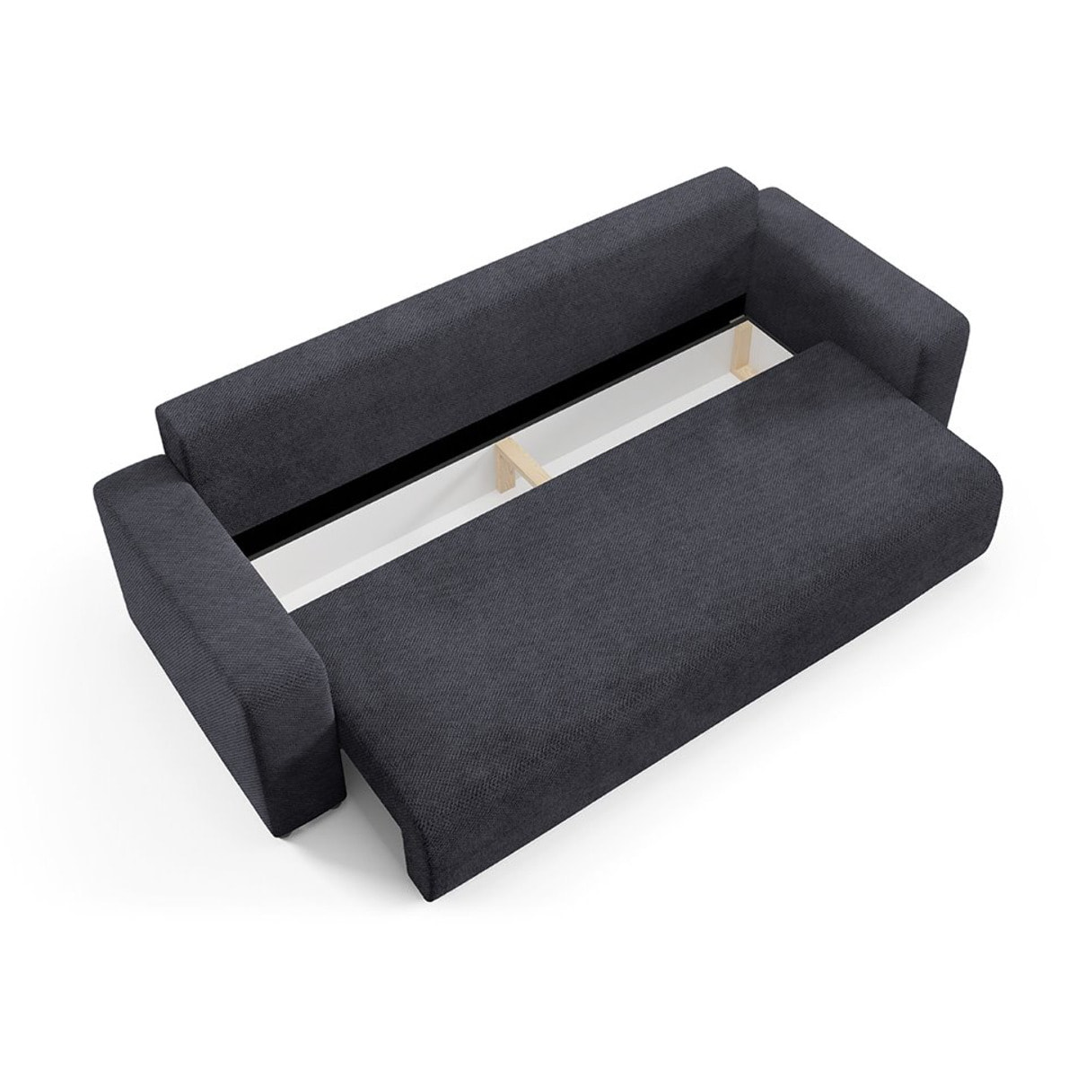 GLORIA - Canapé droit convertible 3 places en tissu noir