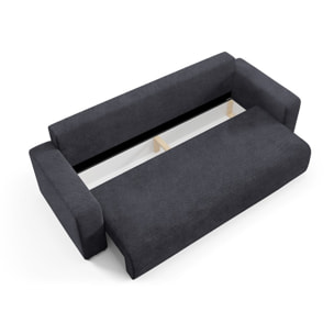 GLORIA - Canapé droit convertible 3 places en tissu noir