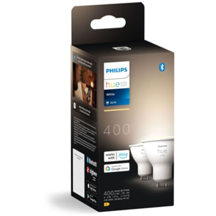 Ampoule LED connectée PHILIPS HUE GU10 White pack de 2