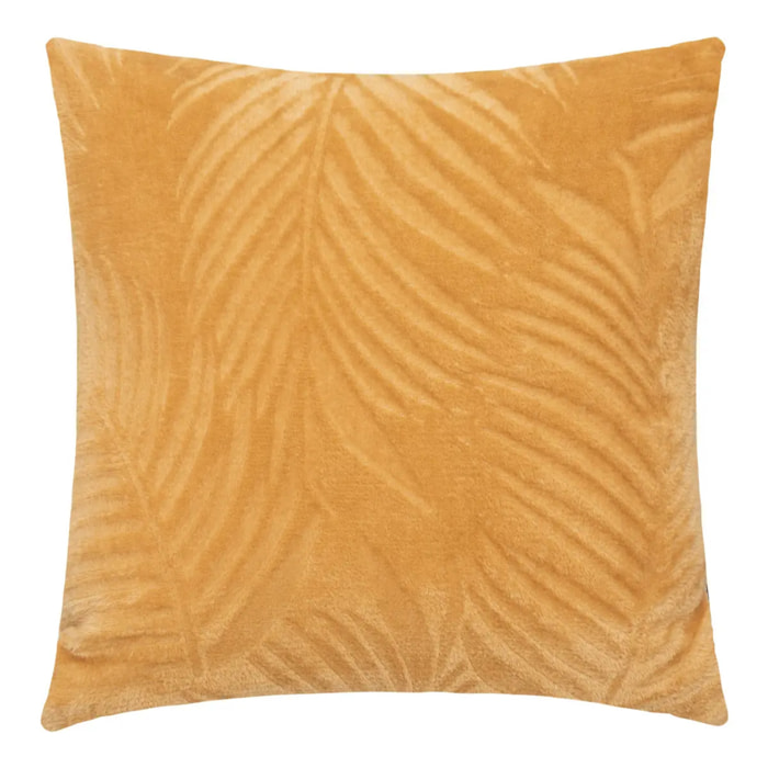 Coussin "Zoa" en flanelle 40x40cm jaune ocre