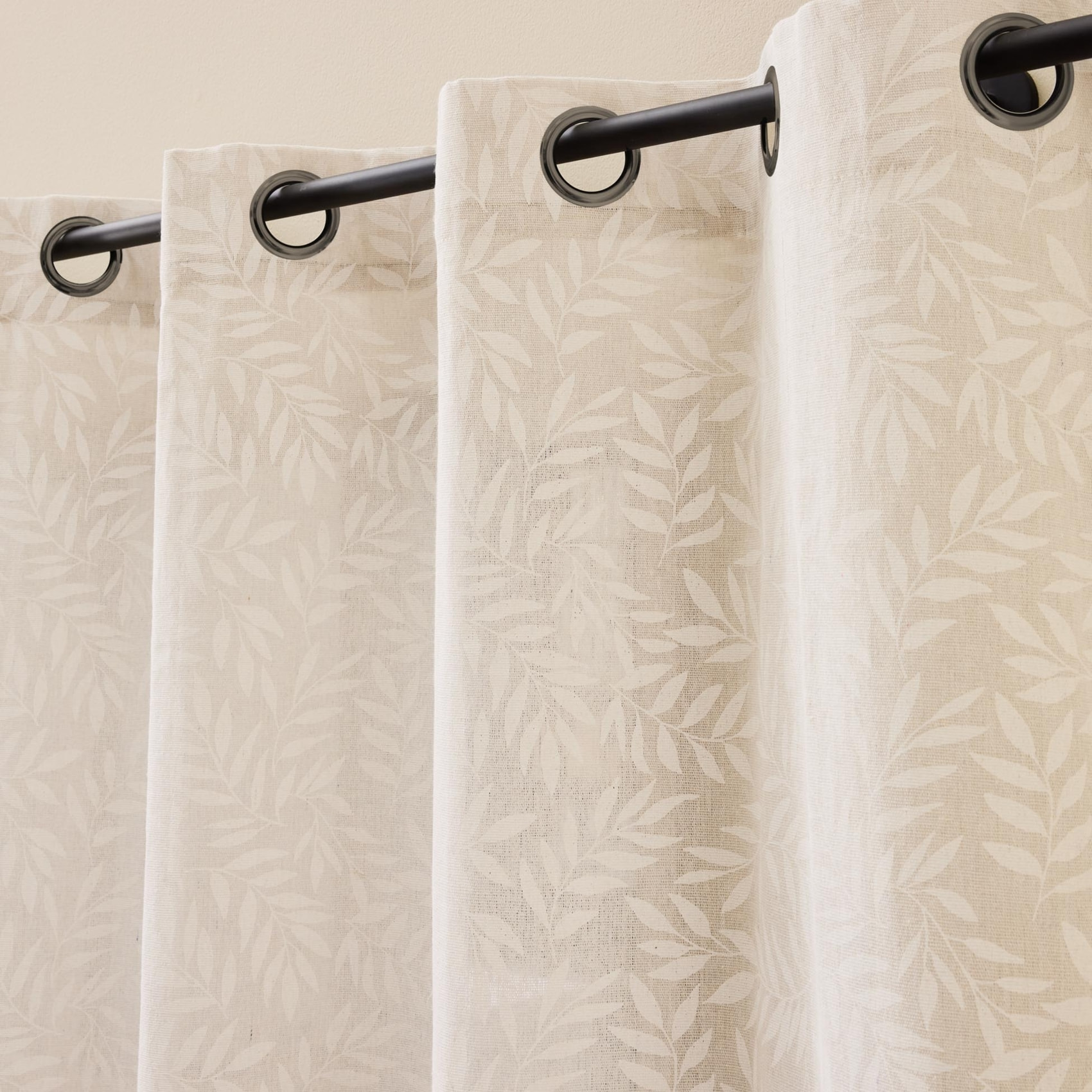 Rideau vintage feuillage tissé - Naturel