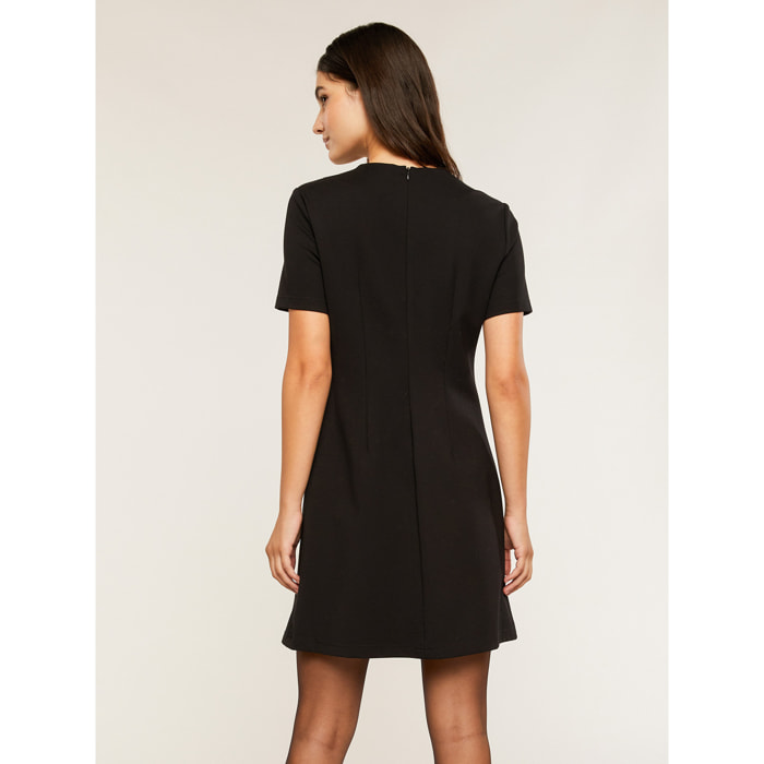 Motivi - Mini dress con bordes en contraste - Negro