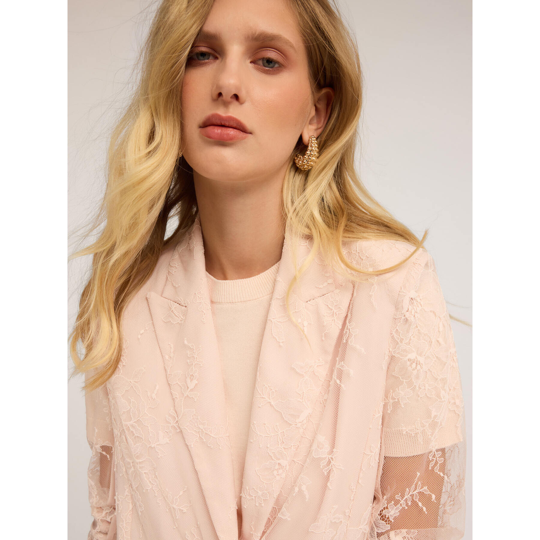 Motivi - Blazer de un solo pecho de encaje - Rosa cipria