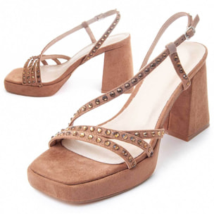 Sandalias de Tacón - Marron - Altura: 10 cm