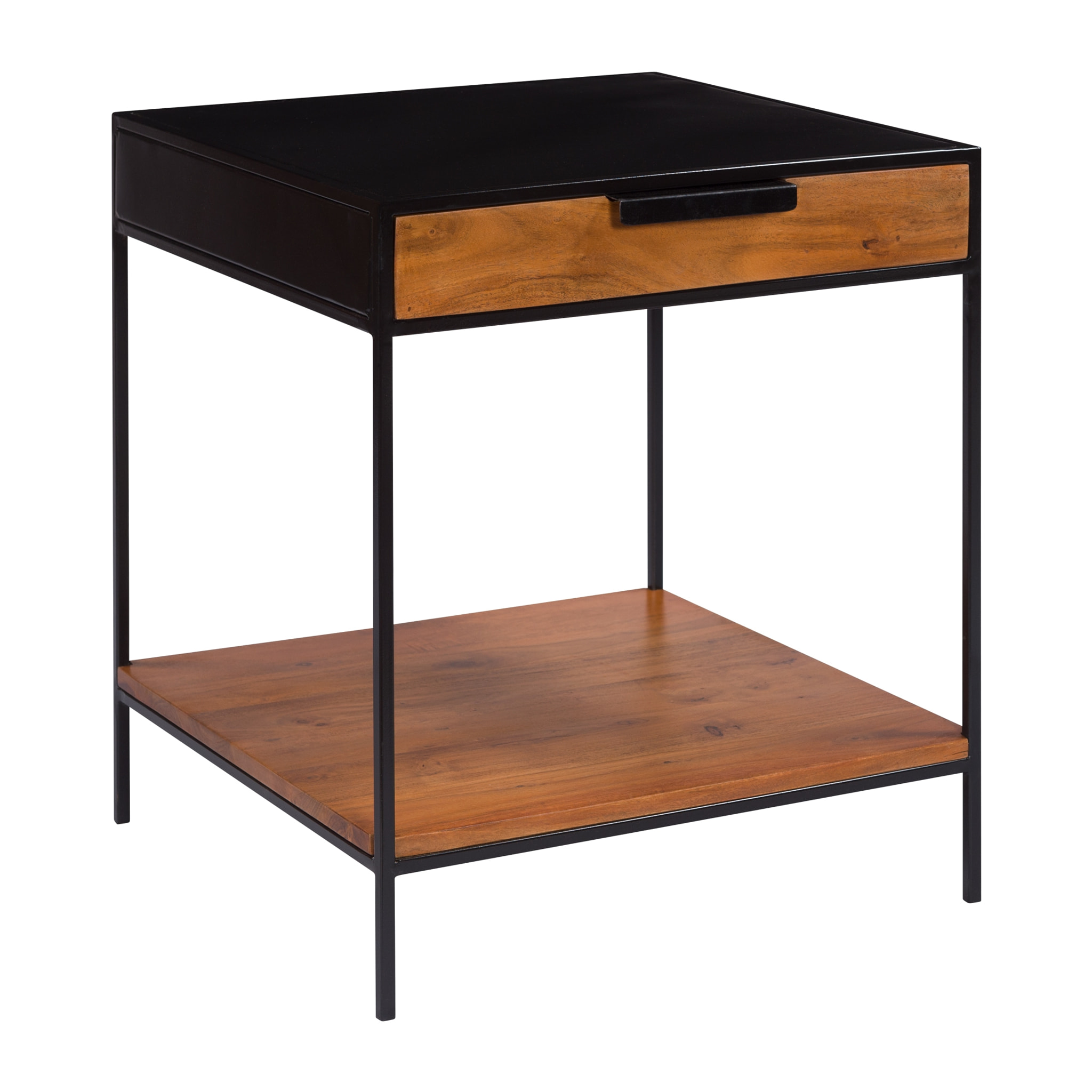 Table de chevet 1 tiroir en bois d'acacia et métal - Salama