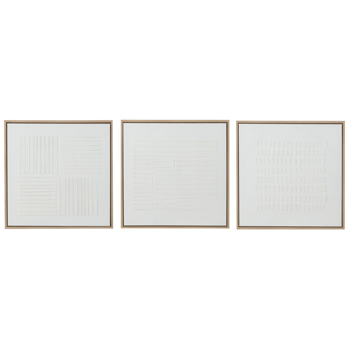 J-Line Tableau Traits Toile Blanc Assortiment De 3