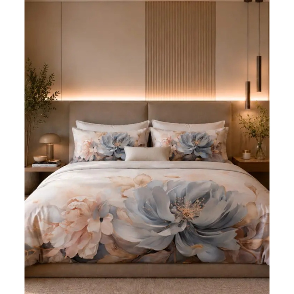Parure Copripiumino 2 piazze Garden 141 in Cotone 100% Made in Italy, Stampa Digitale HD