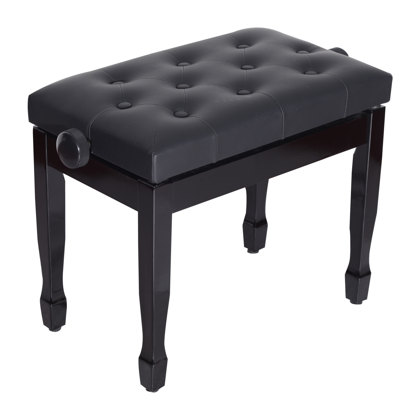 HOMCOM Banquette piano tabouret siege hauteur reglable noir bois revêtement synthétique