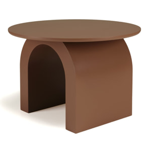 AGATHE - Table basse ronde en bois laqué terracotta D60cm