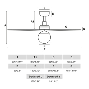 KLIM S ventilatore da soffitto nero/noce DC E27