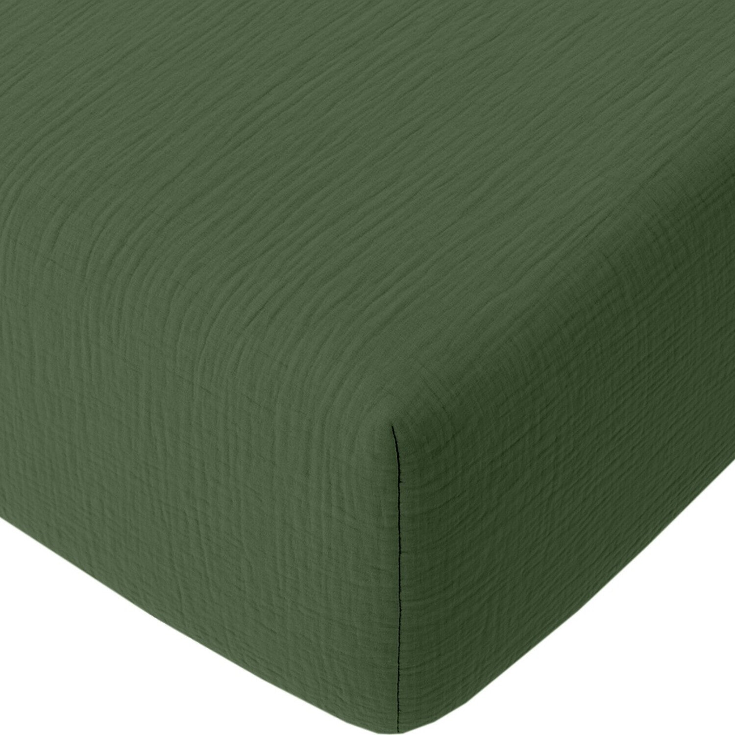 Housse de couette gaze de coton lavé vert cèdre