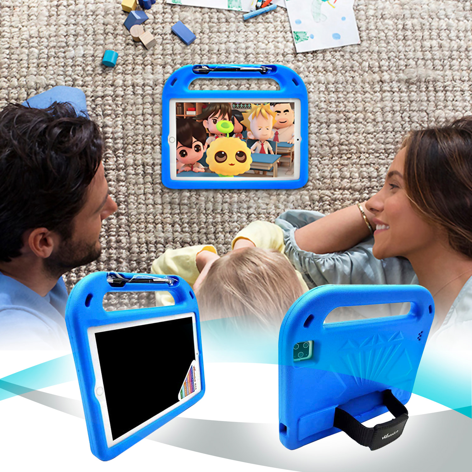 DAM Tablet Infantil K13 3G WiFi. SO Android 7.0. Pantalla 10'' 1280x800px. MTK6592 Octa Core 1.7GHz, 2GB RAM + 32GB. Doble cámara. 27x3x22,5 Cm. Color: Azul