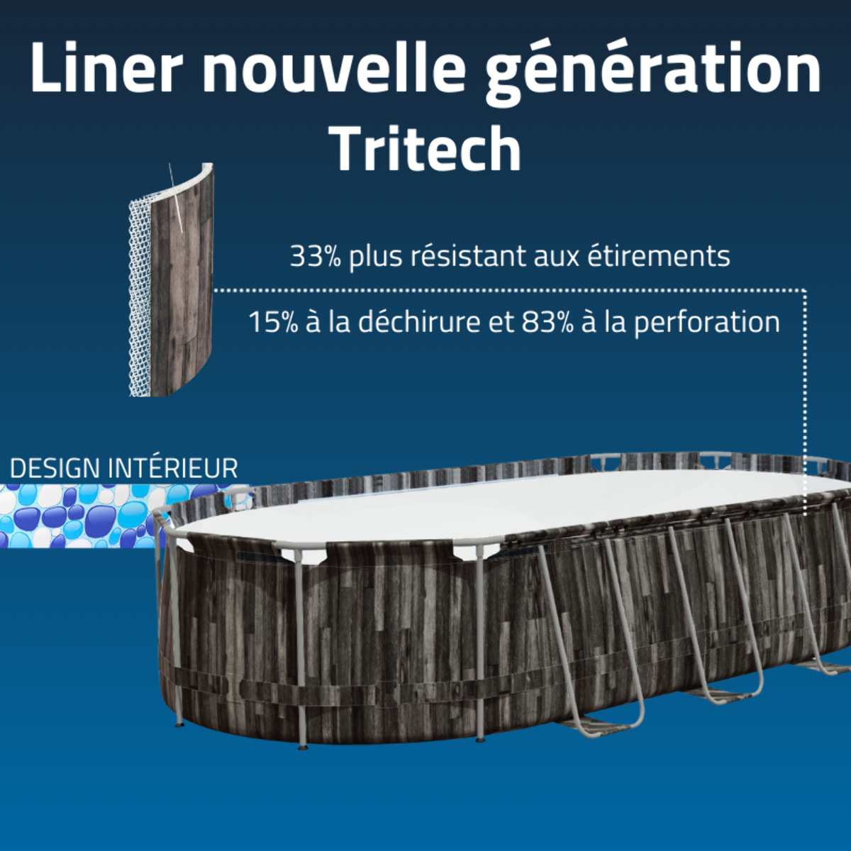 Bestway Piscine hors sol tubulaire ovale Bestway Power Steel 610 x 366 x 122 cm décor bois