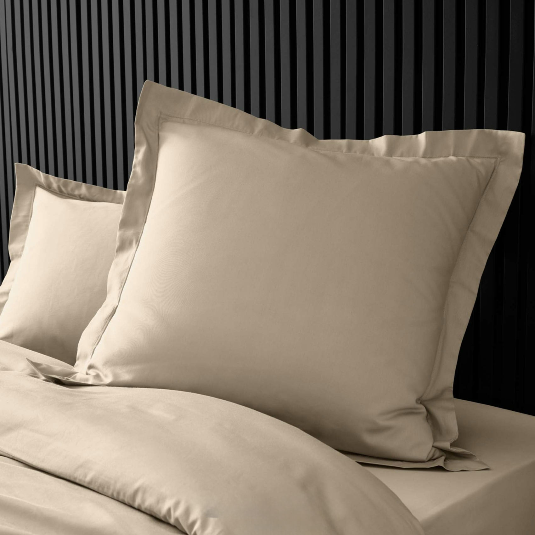 Taie d'oreiller volant plat 100% percale de coton ORIGINE - Sable