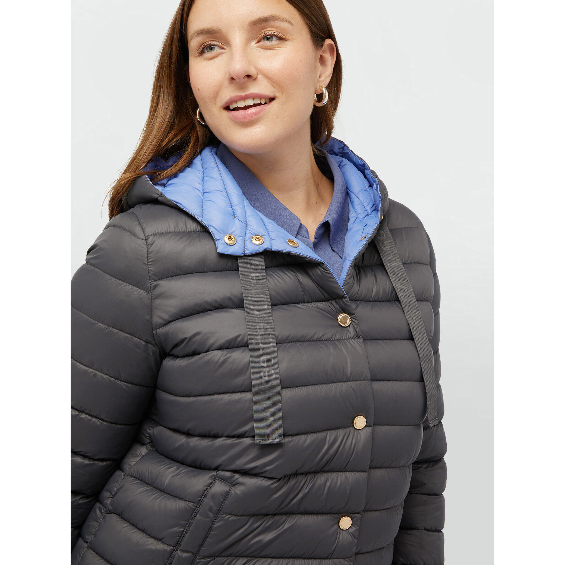 Fiorella Rubino - Piumino leggero con cappuccio e imbottitura in Sorona® Aura - Grigio