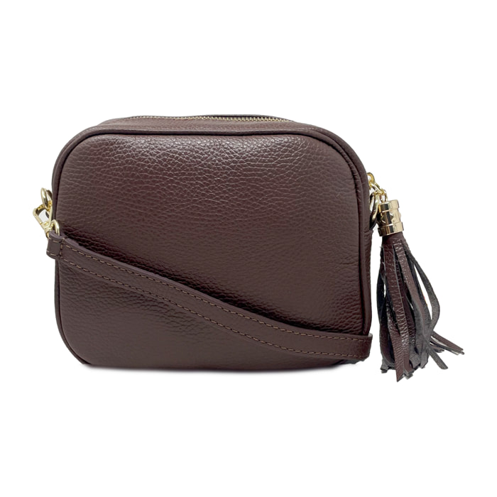 Chicca Borse - Tracollina Clutch Donna in Vera Pelle - Colore Testa Moro