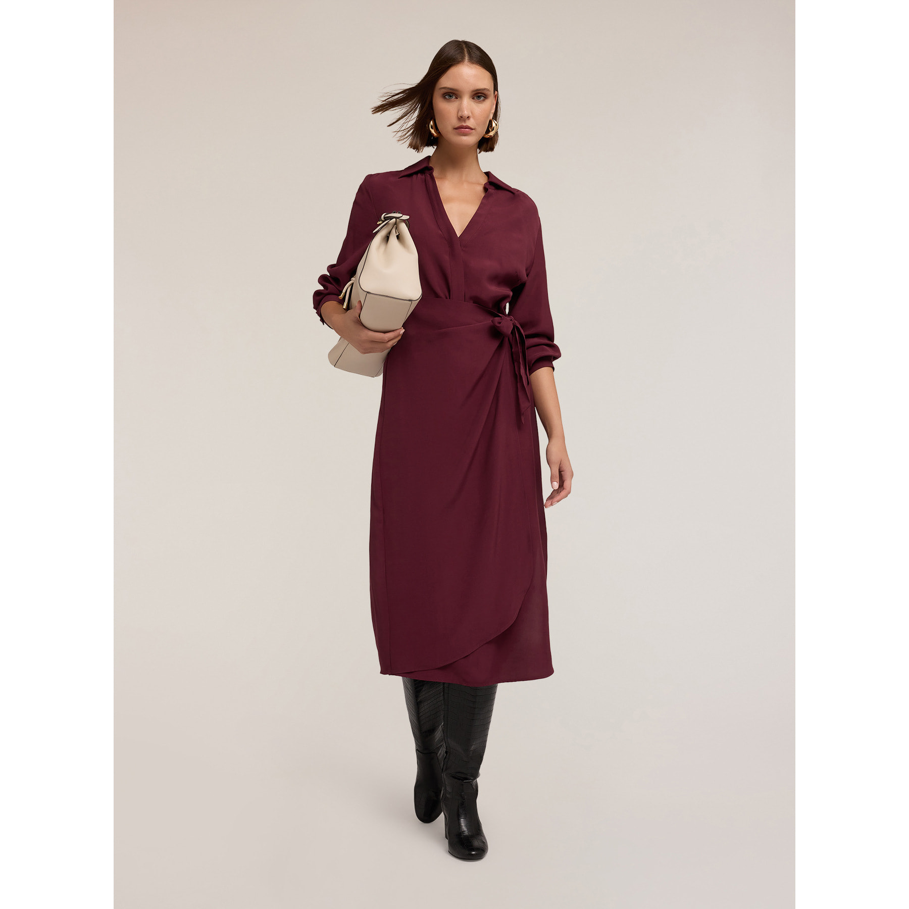 Motivi - Vestido cruzado - Burgundy