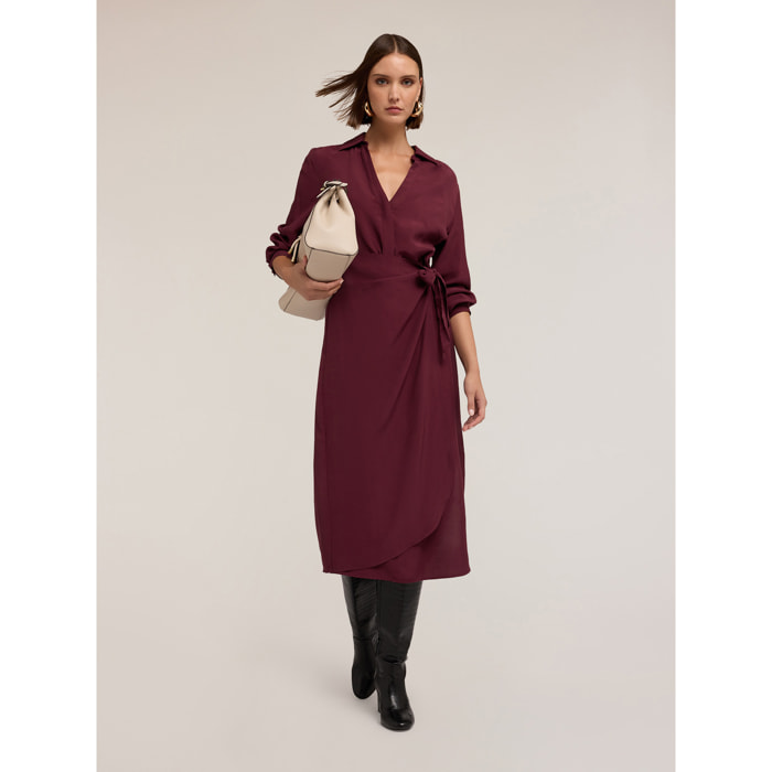Motivi - Vestido cruzado - Burgundy