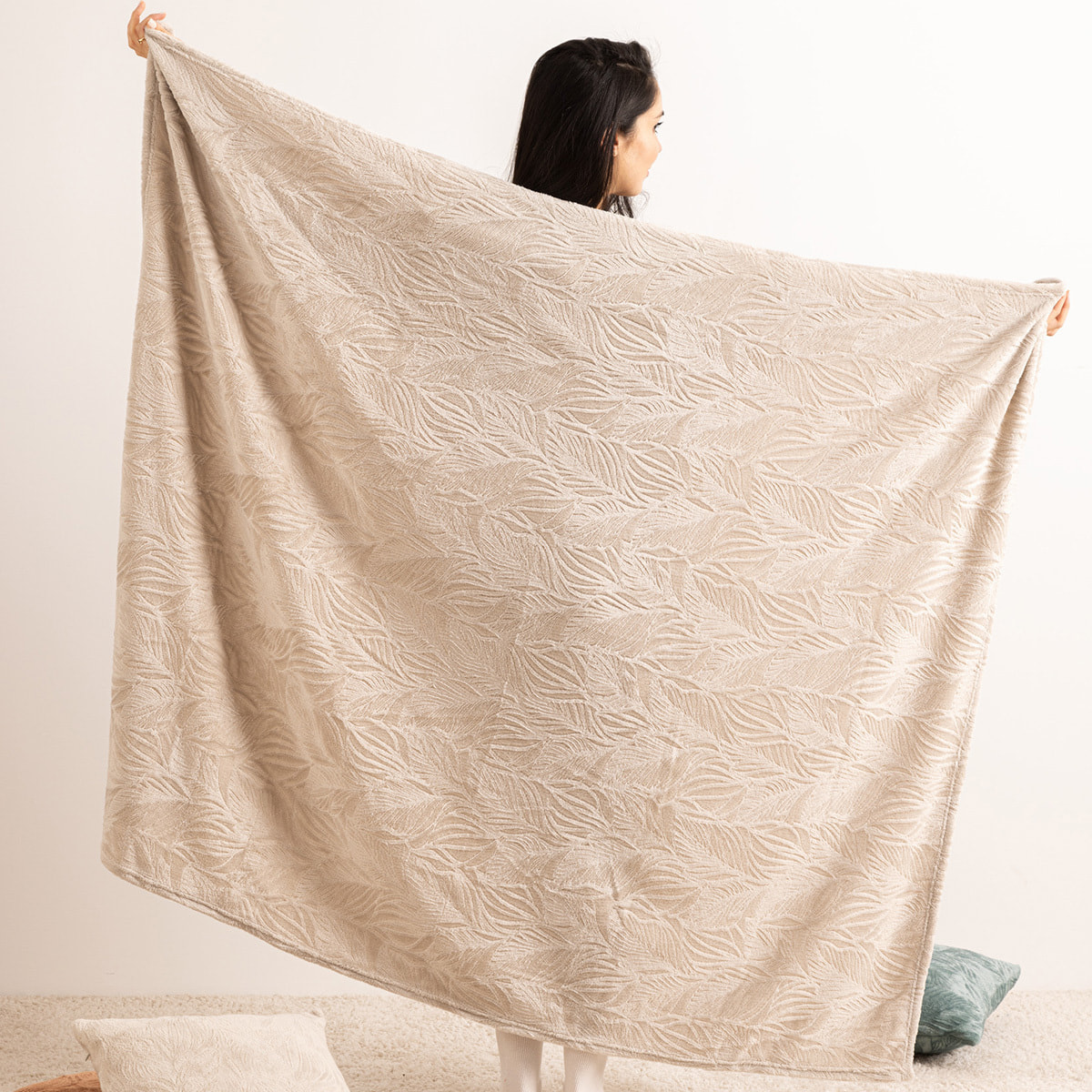 Plaid flanelle Roy beige 180x230cm