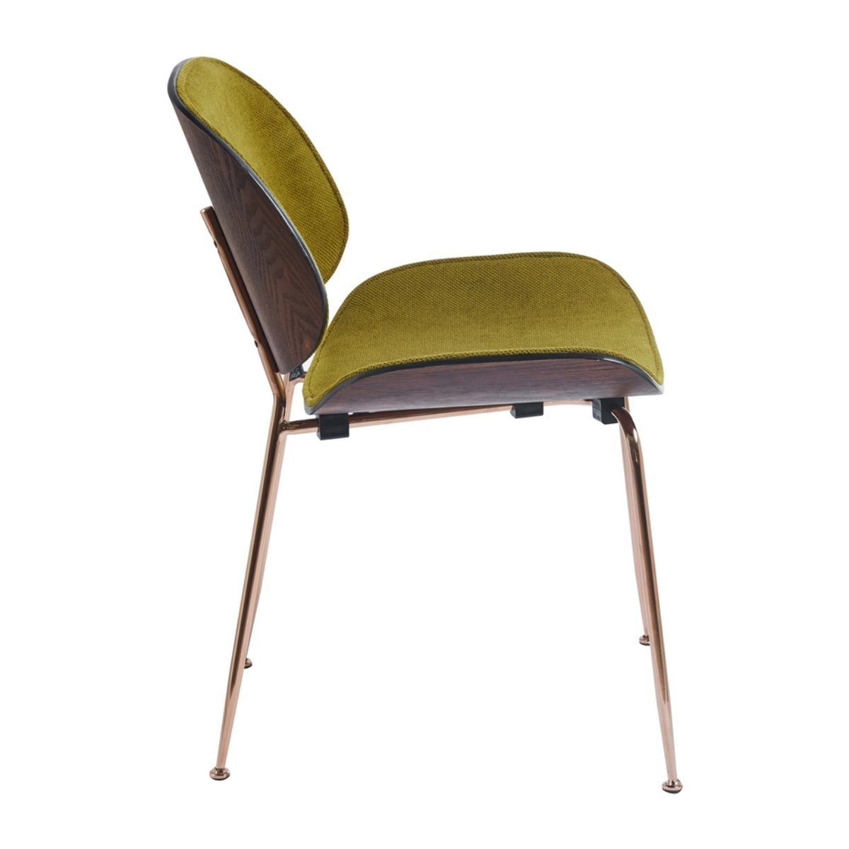 Set da 4 sedie verdi in tessuto con gambe metallo finitura oro rosa - Elizabeth