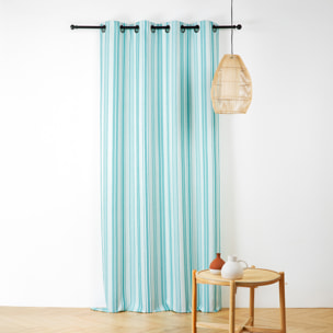 Rideau extérieur déperlant rayé - Turquoise