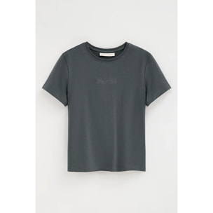 Camiseta gris piedra de manga corta con brillantes Polo Club