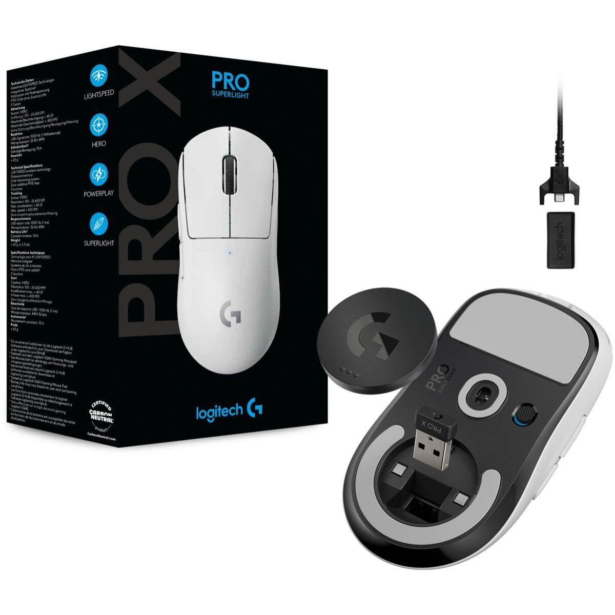 Souris gamer LOGITECH G PRO X SUPERLIGHT- Blanc
