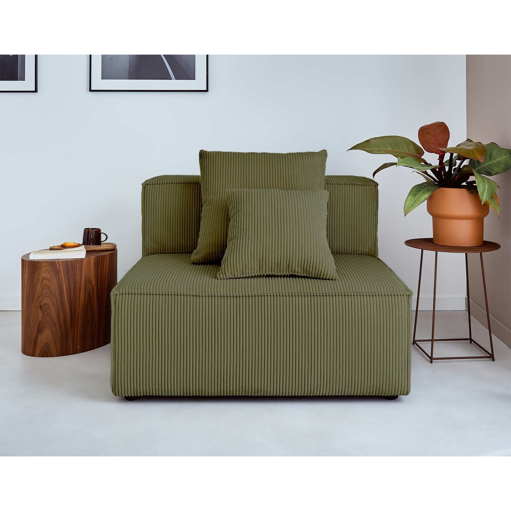 Colombine - module d'assise - en velours côtelé - Vert