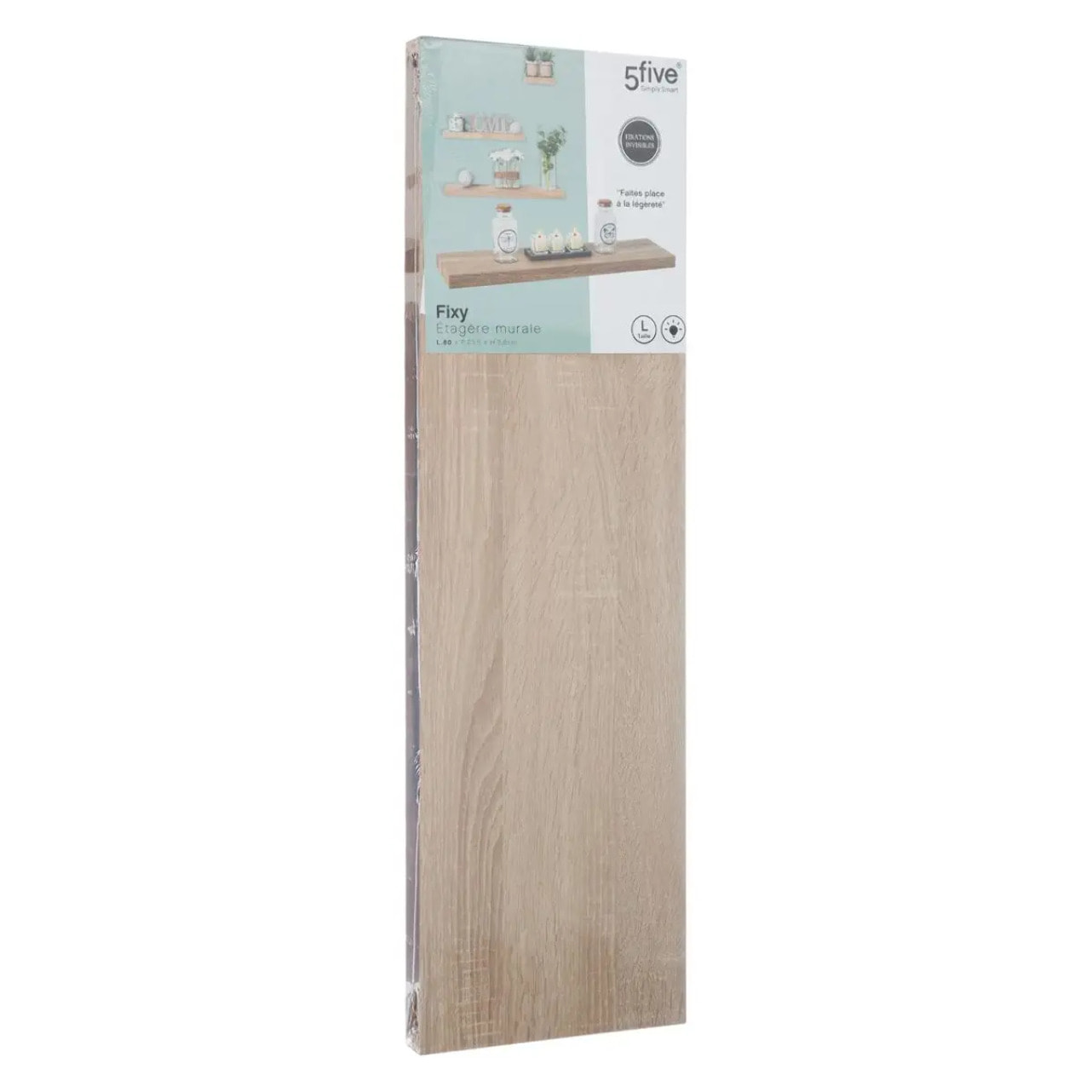 Étagère murale 80cm - Effet bois naturel Fixy