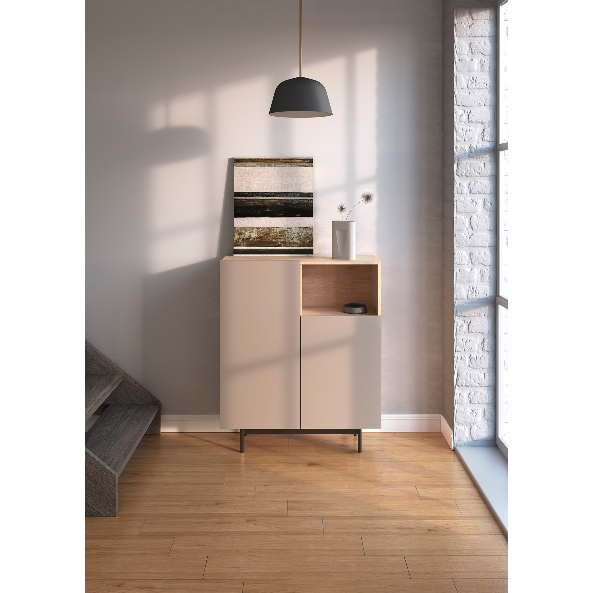 Aparador 1 hueco Printed roble y arena 110x90x34 cm