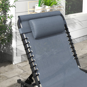 Conjunto de 2 Tumbonas Plegables Tumbonas de Jardín con Respaldo Ajustable en 4 Posiciones Carga 120 kg para Terraza Piscina Playa 197x58x30 cm Gris