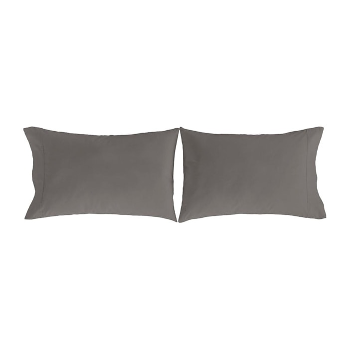 2 taies d'oreiller PURE en coton percale - anthracite