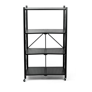 Estantería de Almacenamiento PLEGABLE de 4 Estantes con ruedas, SIN montaje - 71x34x125cm color Negro