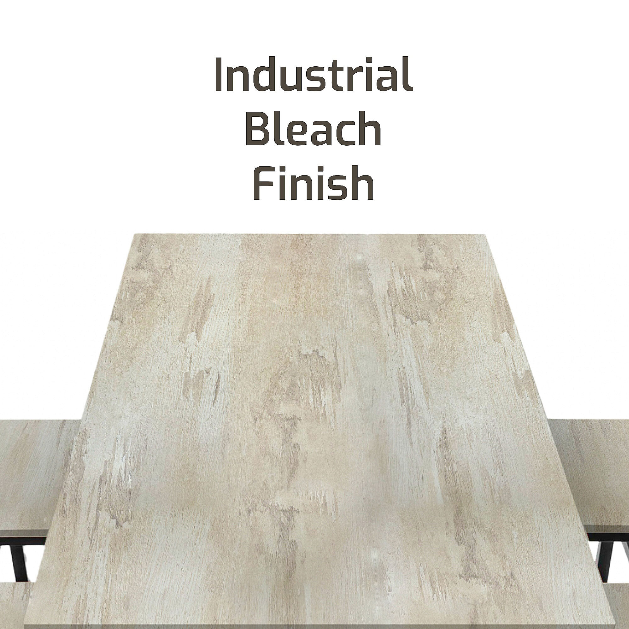 Sabi - Tavolo bar con 4 sgabelli quadrati in stile industrial bleach, set angolo breakfast