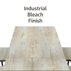 Sabi - Tavolo bar con 4 sgabelli quadrati in stile industrial bleach, set angolo breakfast