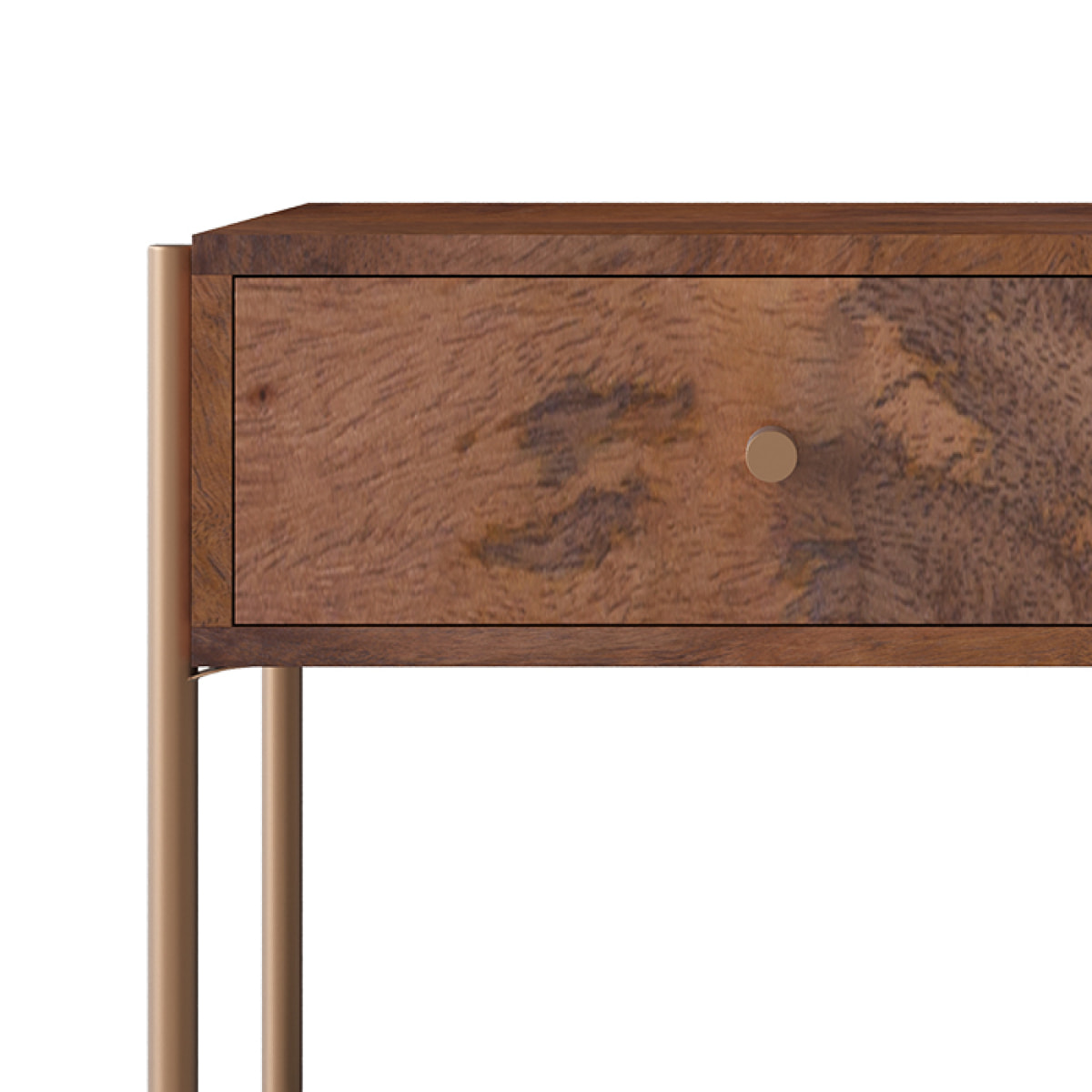 Table de chevet en bois de manguier et marbre vert - Doori