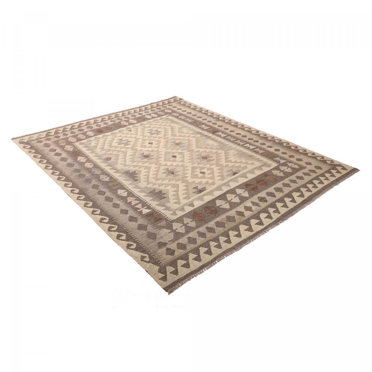 Tapis kilim au motif ethnique, tissé plat en laine naturelle