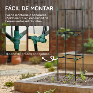 Juego de 3 Enrejados de Jardín Soportes para Plantas Trepadoras con Marco de Acero para Frutas Verduras Flores Decoración Exterior Patio Terraza 38x38x182 cm Verde