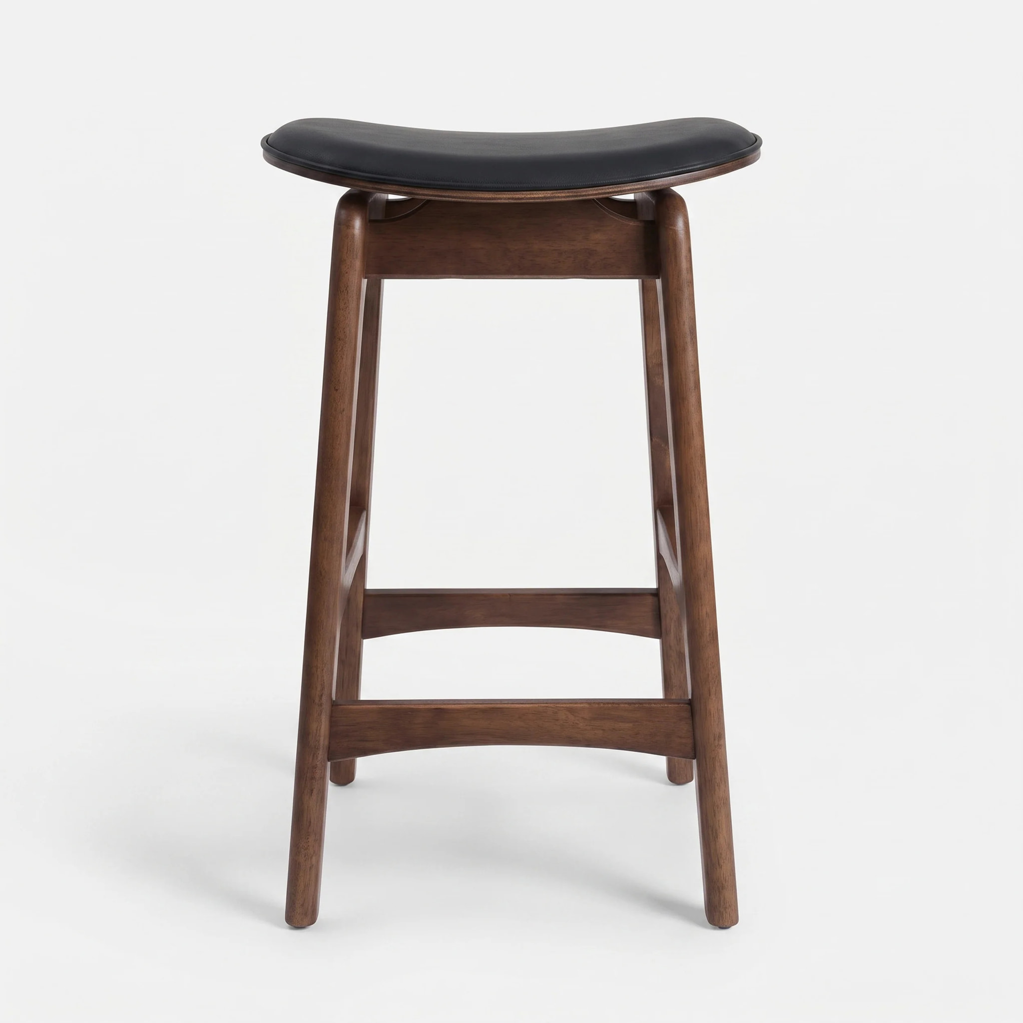 Lot de 2 tabourets pour îlot 65,5 cm en bois foncé et similicuir noir - Jude