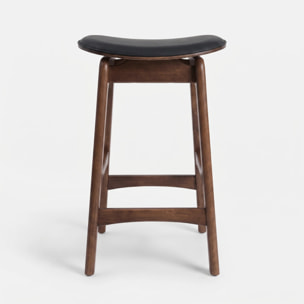Lot de 2 tabourets pour îlot 65,5 cm en bois foncé et similicuir noir - Jude