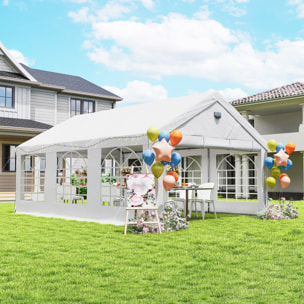 Tente de réception tonnelle de jardin 4 parois amovibles portes zippées 6 x 4 x 3 m acier galvanisé PE blanc
