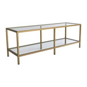 Mobile porta TV Dklaasse, Credenza da soggiorno, Armadio basso per TV, Base parete attrezzata, 130x40h45 cm, Oro