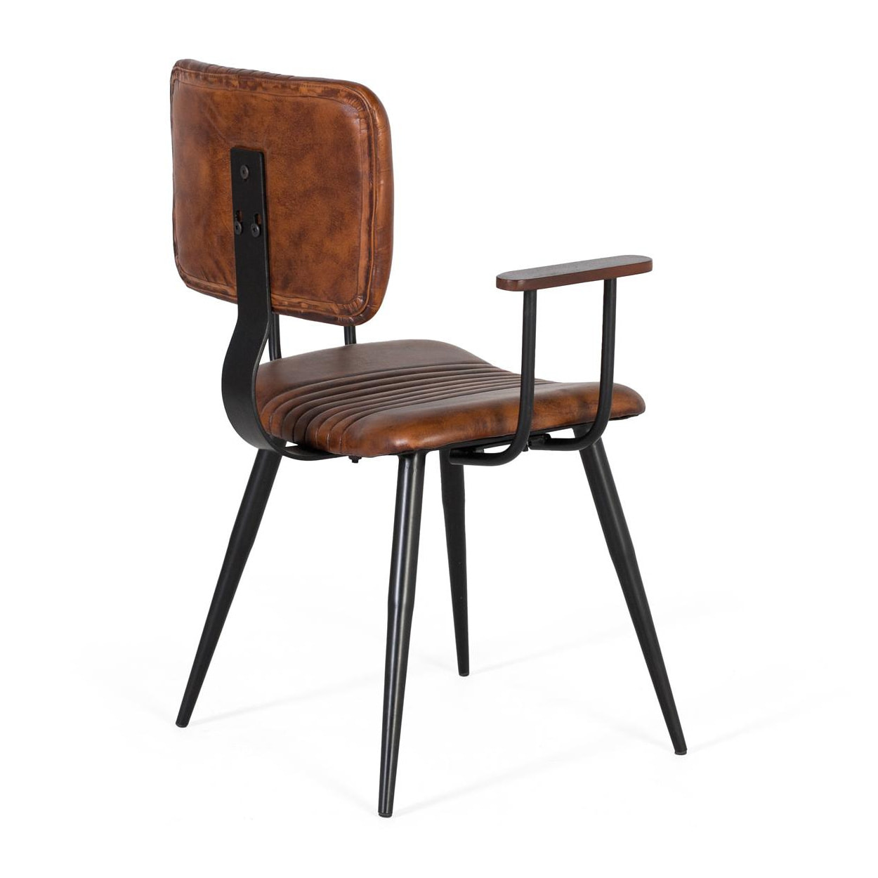 Silla de Piel Bovina 57 Cm Estilo Vintage Industrial