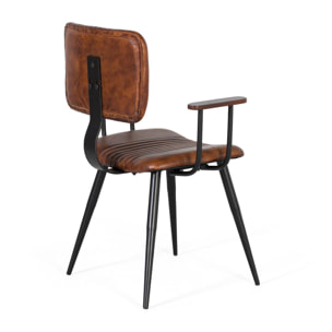 Silla de Piel Bovina 57 Cm Estilo Vintage Industrial