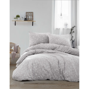 Housse de couette + taie(s) oreiller "Dante gris" 100% coton imprimé.