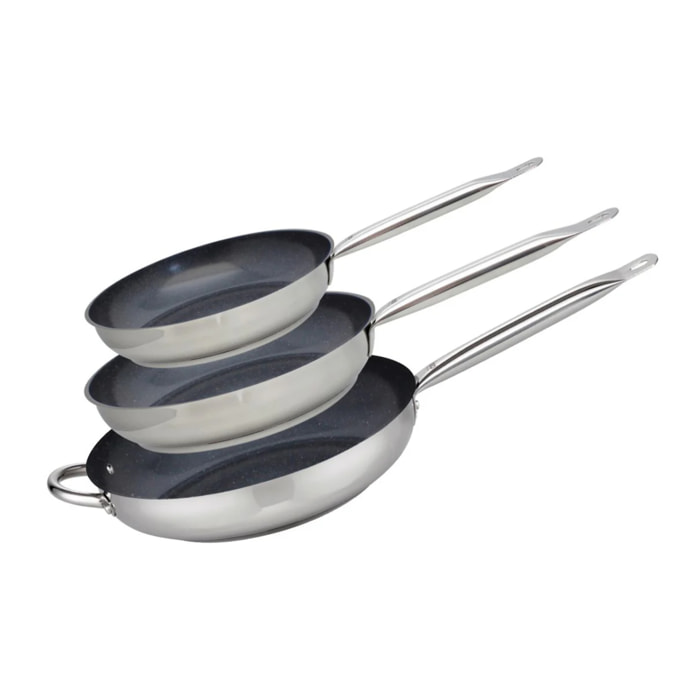 Set de 3 Poêles 24, 28 et 32 cm céramique sans PFAS Profi Therm Platinum Elo