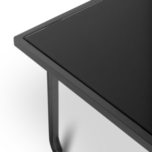 Conjunto de jardín 4 plazas, mesa centro+sofá+sillones de acero negro